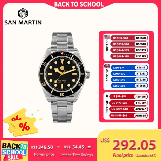 San Martin Armbanduhr, Automatik, Edelstahl, 40 mm, Blau, Herren - Bild 1
