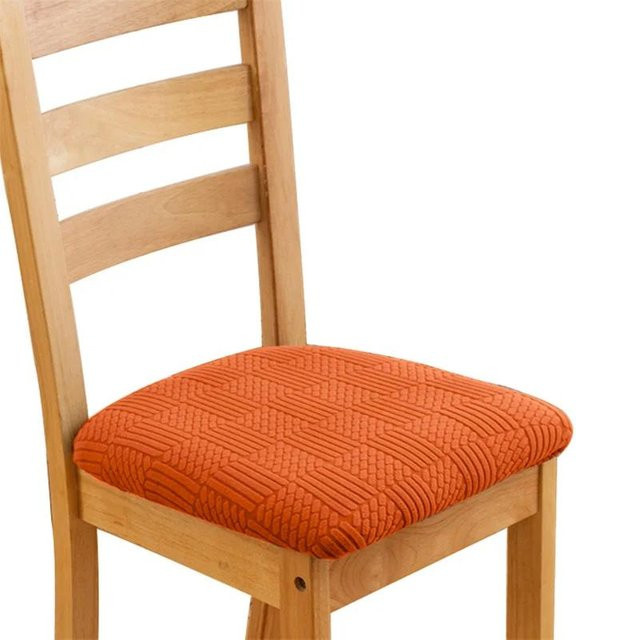 Bestbags Stretch Jacquard Stuhlhussen für Esszimmer, elastische und schmutzabweisende Sitzbezüge in Orange, 1 Stück - Bild 1