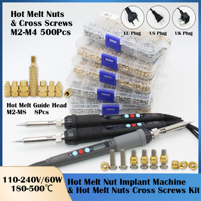 YMAX Messing Einschlagmuttern Set M2 M3 M4 für 3D-Druck Kunststoff Hex Rändelmuttern in Gold/Messing - Bild 1