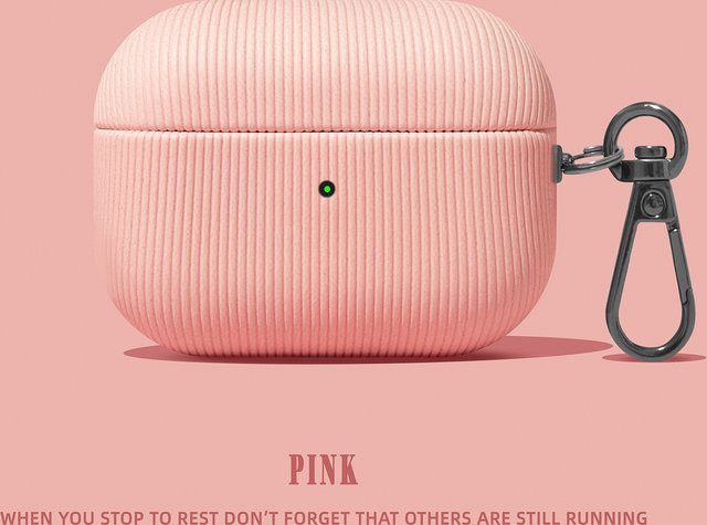 Pinkes Soft Case mit vertikalem Ledermuster für Apple AirPods Pro 2, AirPods 3 und AirPods 1, 2, 3, 4 Generation mit Anti-Drop Schutzfunktion - Bild 1