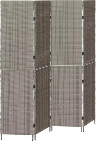 vidaXL Raumteiler in Grau aus Poly-Rattan mit geflochtener Optik, Höhe: 180 cm, Breite: 195 cm