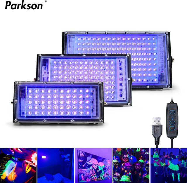 PARKSON LED UV Flutlicht Schwarzlicht in Schwarz für Bühne und Party, Wasserdicht mit USB-Anschluss - Bild 1