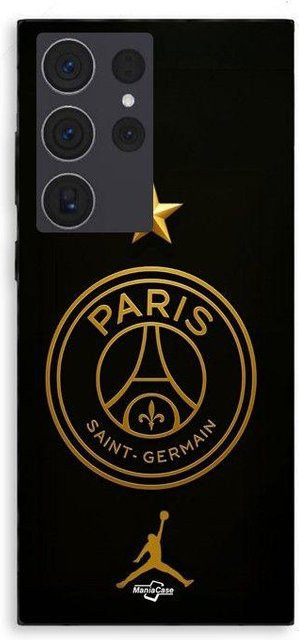 MANIACASE Silikon Handyhülle für Samsung Galaxy S24 Ultra mit PSG Logo in Gold - Bild 1