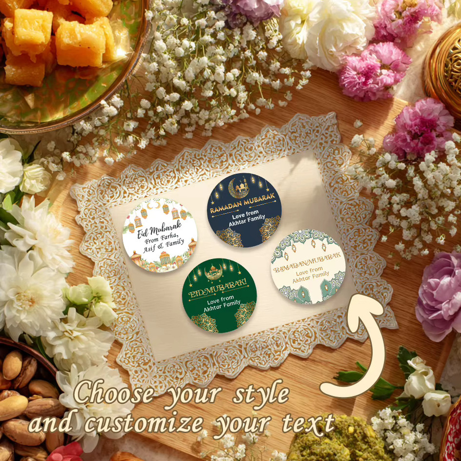20 Stück Cyuan Ramadan Eid Mubarak Geschenkaufkleber, selbstklebende DIY-Dekoration für Süßigkeiten und Geschenke, Mehrfarbig - Bild 1