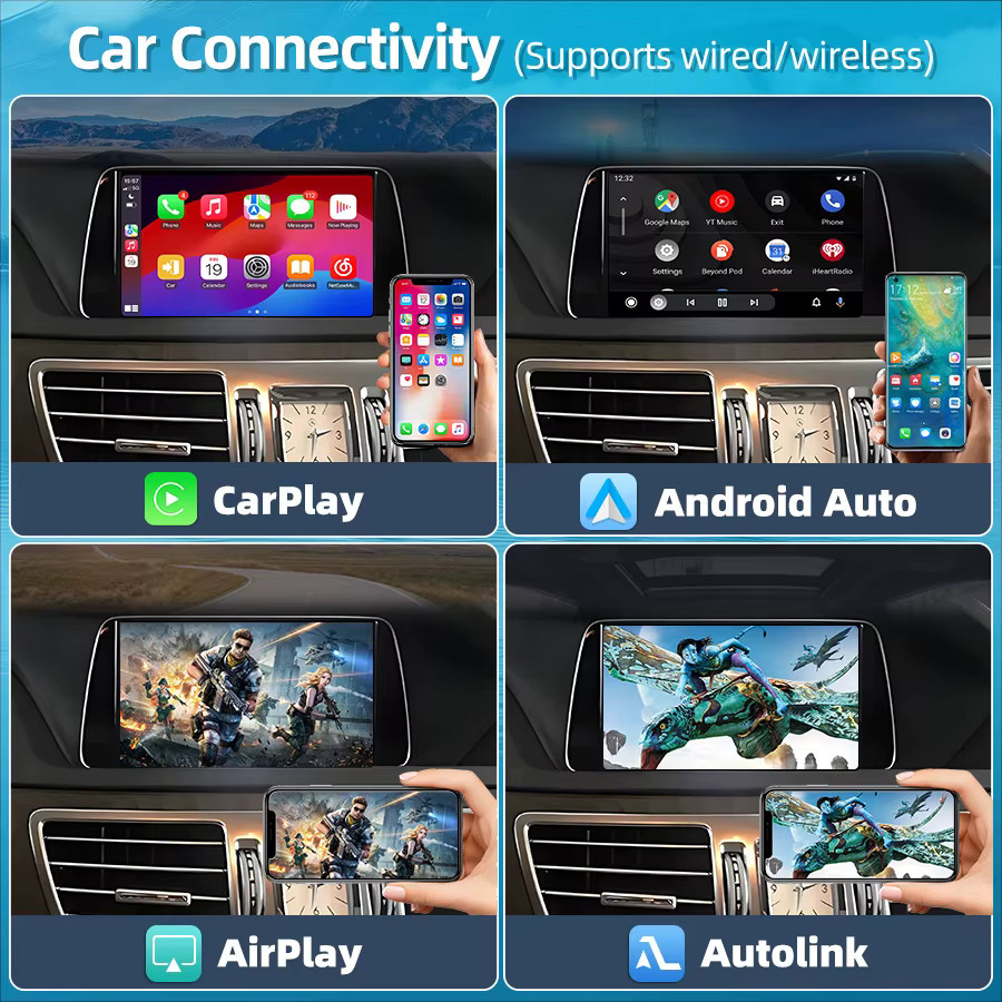Junsun Wireless CarPlay und Android Auto Decoder für Mercedes Benz A GLC CLA GLA E GLE CLS Klasse W176 W205 NTG4.0/4.5/5.0 mit Mirrorlink in Schwarz - Bild 3