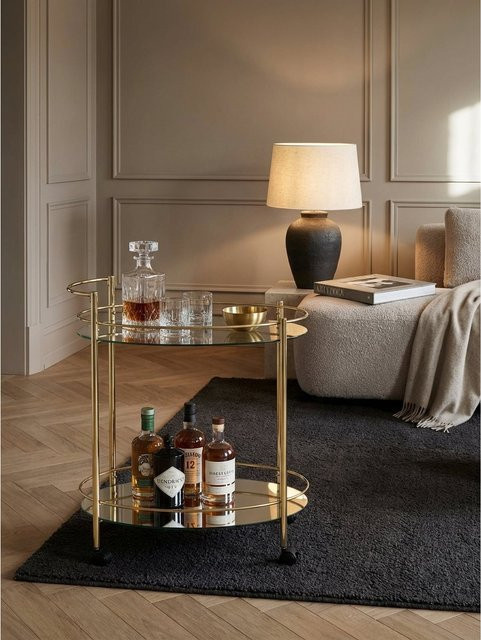 Servierwagen KADIMA DESIGN in Gold mit Glasflächen und Rollen, B/T/H: 67 x 46 x 79 cm - Bild 1