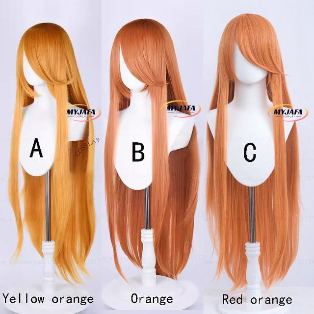 Orange Synthetische Cosplay Perücke, 100 cm, Unisex - Bild 1