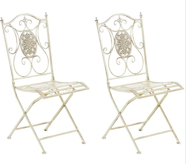 CLP 2er-Set Gartenstuhl Sibell im Landhausstil aus Metall in Weiß - Bild 1