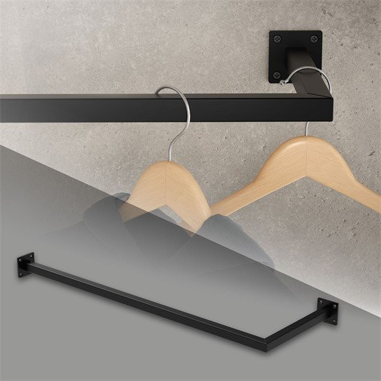 ML-Design Kleiderstange für die Wandmontage in L-Form aus Stahl, Schwarz matt, B/T/H: 90 x 30 x 50 cm - Bild 1
