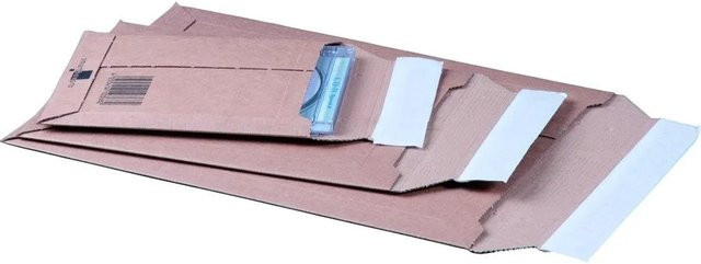 100 Versandtaschen aus Wellpappe von PROREGAL, Format C4+, Farbe Braun, mit Selbstklebeverschluss und Aufreißfaden, B: 34,0 cm, H: 24,8 cm, T: 5,0 cm - Bild 1