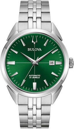 Bulova Herrenuhr Automatik, Edelstahl, grünes Zifferblatt, 42 mm