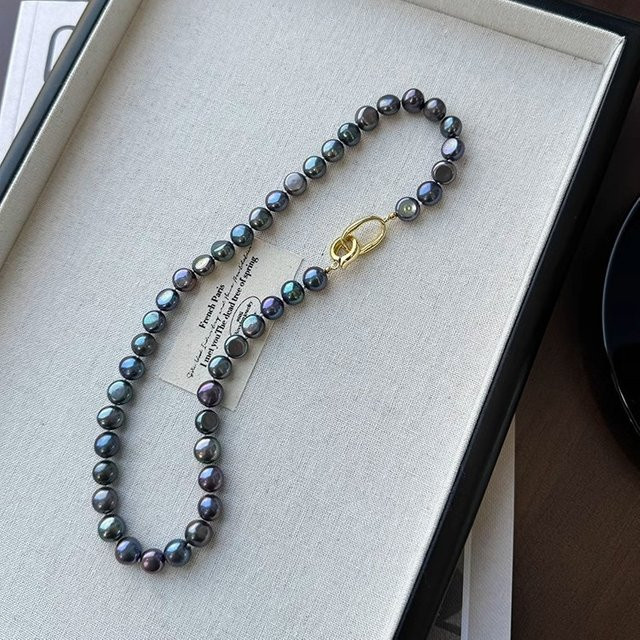 V-best Halskette, schwarze Süßwasser Perle, 14K Gold gefüllt, Damen - Bild 1