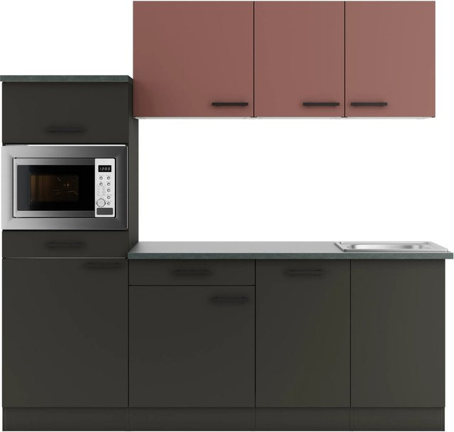 OPTIFIT Küchenzeile Nizza407/Madrid420 in Rostrot und Anthrazit, Breite: 210 cm - Bild 1
