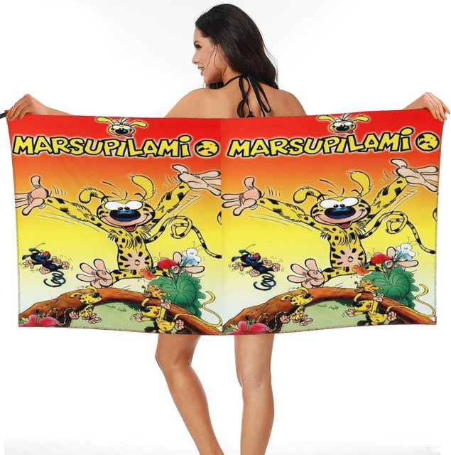 Marsupilami Cartoon Anime Strandtuch aus weicher Mikrofaser, schnelltrocknend und saugfähig, B/H: 70 x 140 cm, Multicolour von JMG Household Supplies - Bild 1