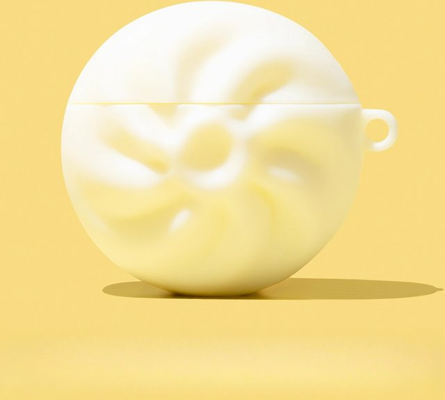 Silikon Kopfhörer Schutzhülle im 3D Brötchen Design für AirPods 1 2 3 4 Pro 2 Pro 3, Farbe: Weiß - Bild 1