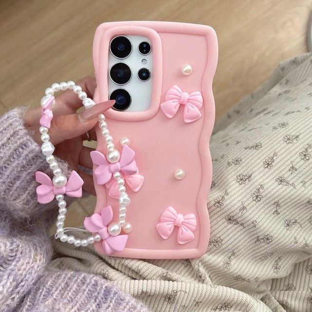 Perlen Handyhülle mit Süßigkeiten-Kettenarmband für Samsung Galaxy S26 Ultra S25 S24 FE S23 S22 A56 A35 in Pink - Bild 1
