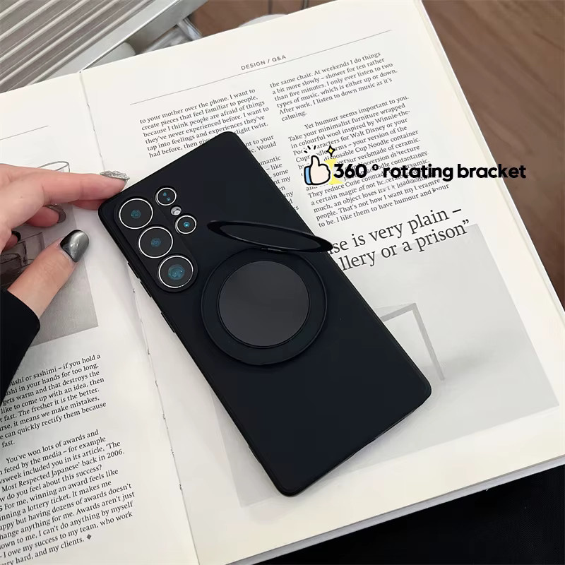 Silikon Schutzhülle mit magnetischer Halterung für Samsung Galaxy S25 S24 S23 S22 S21 S20 Ultra FE in Schwarz - Bild 3