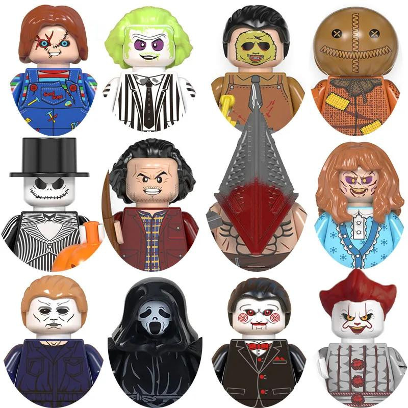 Halloween Horrorfigur The Shining Scream Silent Hill Es Modellblöcke Konstruktionssteine Spielzeug weiß - Bild 2
