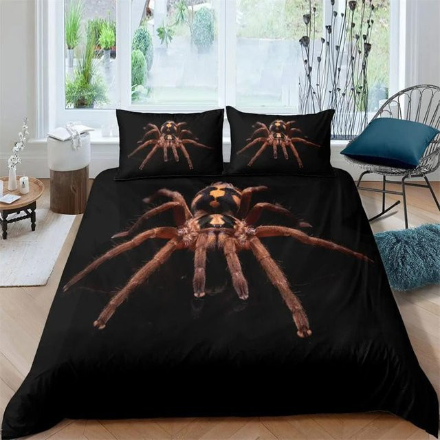 Tarantula Print Bettwäsche Set mit 3D Spinnen-Motiv in Schwarz, Braun und Weiß, Material Mikrofaser, B/H: 135 x 200 cm - Bild 1