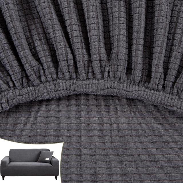 FORTUBI Ecksofa Bezug aus elastischem Polar Fleece für L-förmige Sofas, rutschfest und dehnbar, 2-Sitzer Breite: 145-185 cm - Bild 1