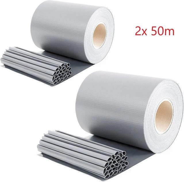 Sekey PVC Sichtschutzstreifen für Doppelstabmatten blickdicht, Grau, 2 x 50 m - Bild 1
