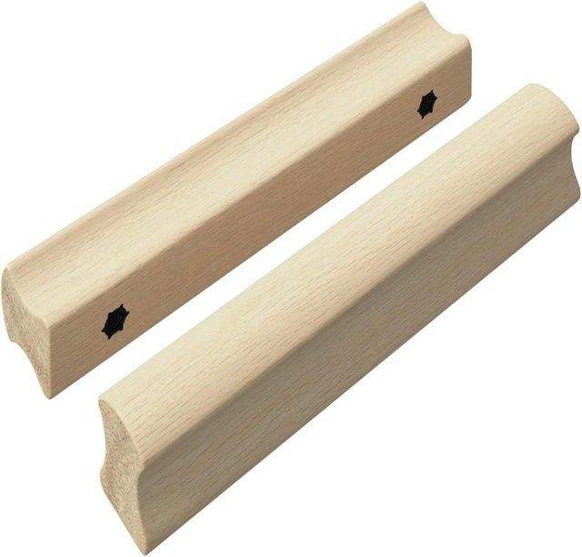 vidaXL Gerader Griff aus Holz, 2 Stück, Natur Holzfarbe, B/H/T: 13,0 x 3,0 x 2,5 cm - Bild 1