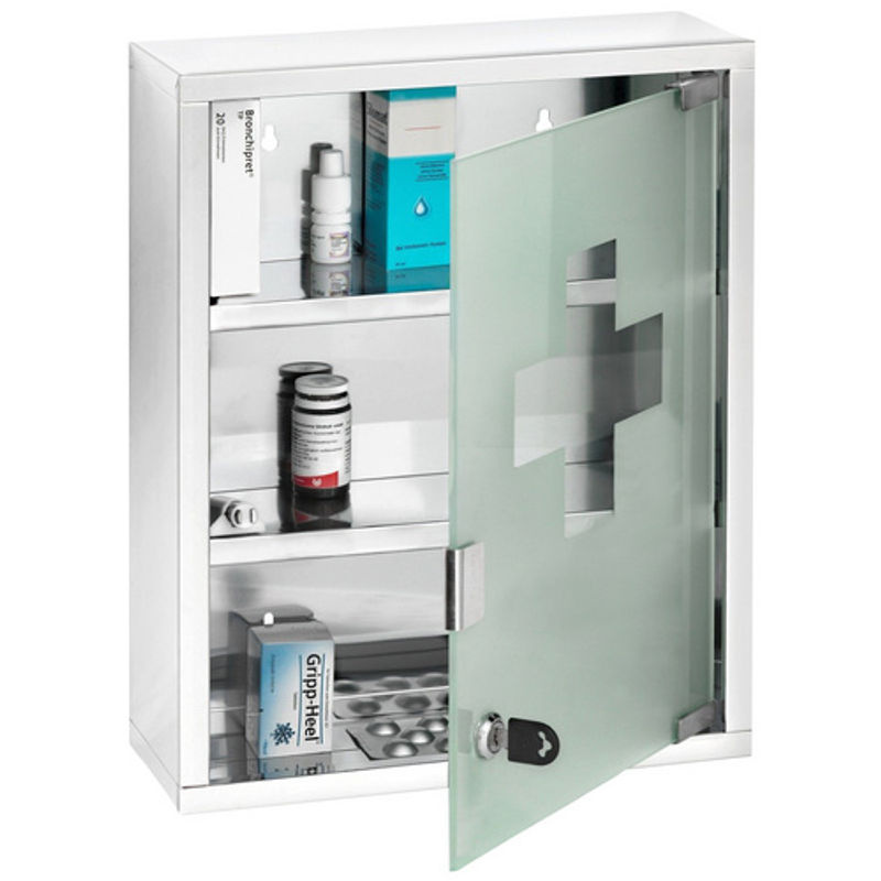 WENKO Medikamentenschrank für das Badezimmer aus Edelstahl und Glas, Silber, B/H/T: 30 x 40 x 12 cm - Bild 2