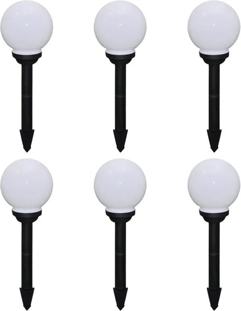 6er Set vidaXL Solar LED Wegeleuchten Kugel in Weiß mit Erdspieß für Garten und Terrasse - Bild 1