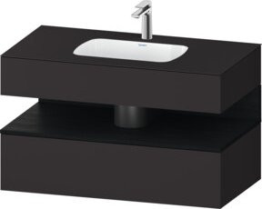 Duravit Qatego Einbauwaschtisch-Möbel-Set in Grau mit integrierter LED-Beleuchtung, B/T/H: 100 x 55 x 60 cm - Bild 1
