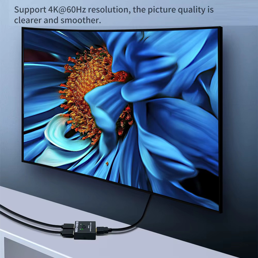 Kebidumei 4K HDMI Splitter und Switcher, bidirektionaler 1 in 2 Out HDMI Konverter mit 3D HDR und HDCP, Schwarz - Bild 2