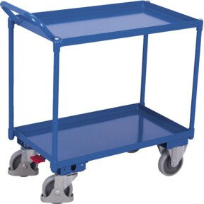 VARIOfit Tischwagen mit 2 Ladeflächen in Blau und Stahl, B/T: 99,5 x 69,5 cm - Bild 1