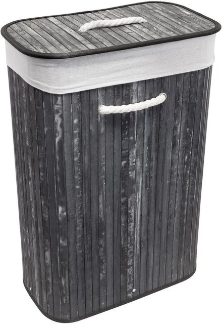 Euroshowers Wäschetruhe aus Bambus mit Deckel, faltbar, Schwarz, 75 l - Bild 1