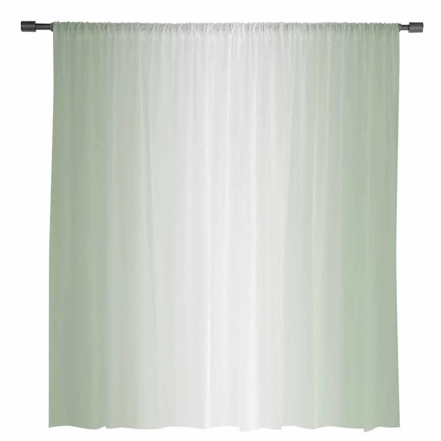Yiran Furniture Transparente Tüll-Organza-Vorhänge mit grünem und weißem Farbverlauf, Breite: 135 cm, Höhe: 115 cm - Bild 1
