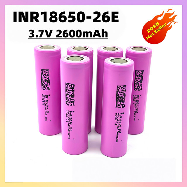 Wiederaufladbarer Lithium-Ionen-Akku INR-18650 26E in Pink mit 2600 mAh und 3,7 V - Bild 1