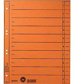 LEITZ Trennblätter DIN A4 mit Zahlen in Orange, 100 Stück - Bild 1