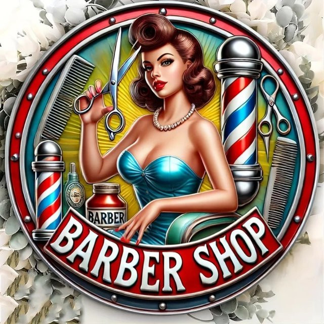 Potdemiel Sexy Lady Friseur-Wandkunst zur Wandmontage für Salons und Schönheitsräume - Bild 1