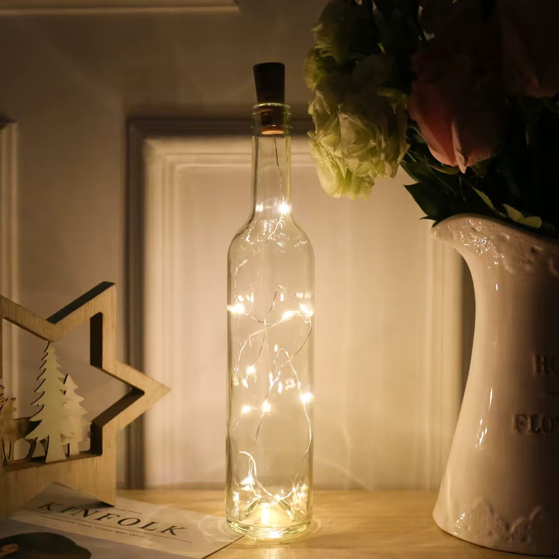 Batteriebetriebene LED Lichterkette als Wein Flaschen Stopper für Garten Party und Weihnachtsdekoration - Bild 4