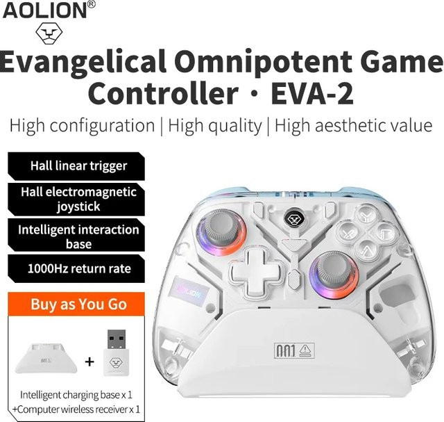 Aolion K10 Wireless Gaming Controller mit Lade-Dock und RGB für Nintendo Switch, PC und Smartphone, Farbe: Lila - Bild 1
