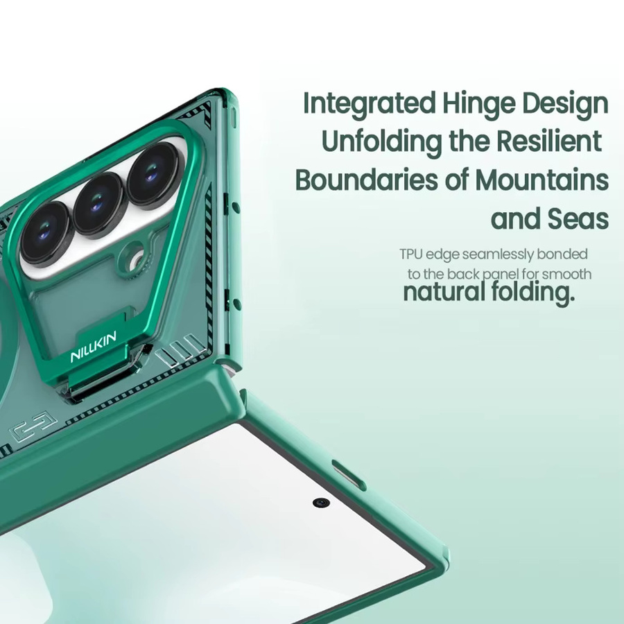 NILLKIN Iceblade Prop MagSafe Hülle für Samsung Galaxy Z Fold 7 5G mit Telefonhalter und magnetischer Rückseite in Grau oder Grün - Bild 1