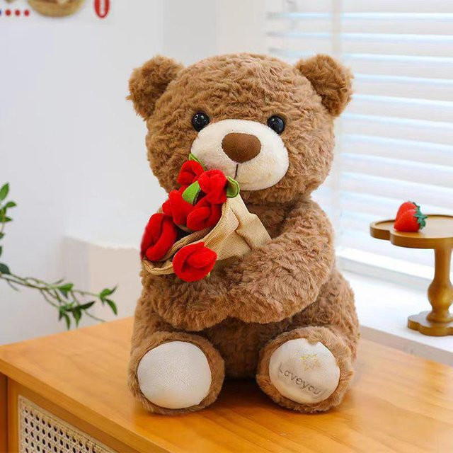 Teddybär mit Rosen, Plüschtier, ab 3 Jahren - Bild 1