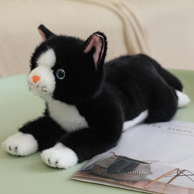 Yiran Health & Beauty Katzen-Stofftier, Plüschtier, 40cm, Orange Grau Schwarz Weiß Braun - Bild 1