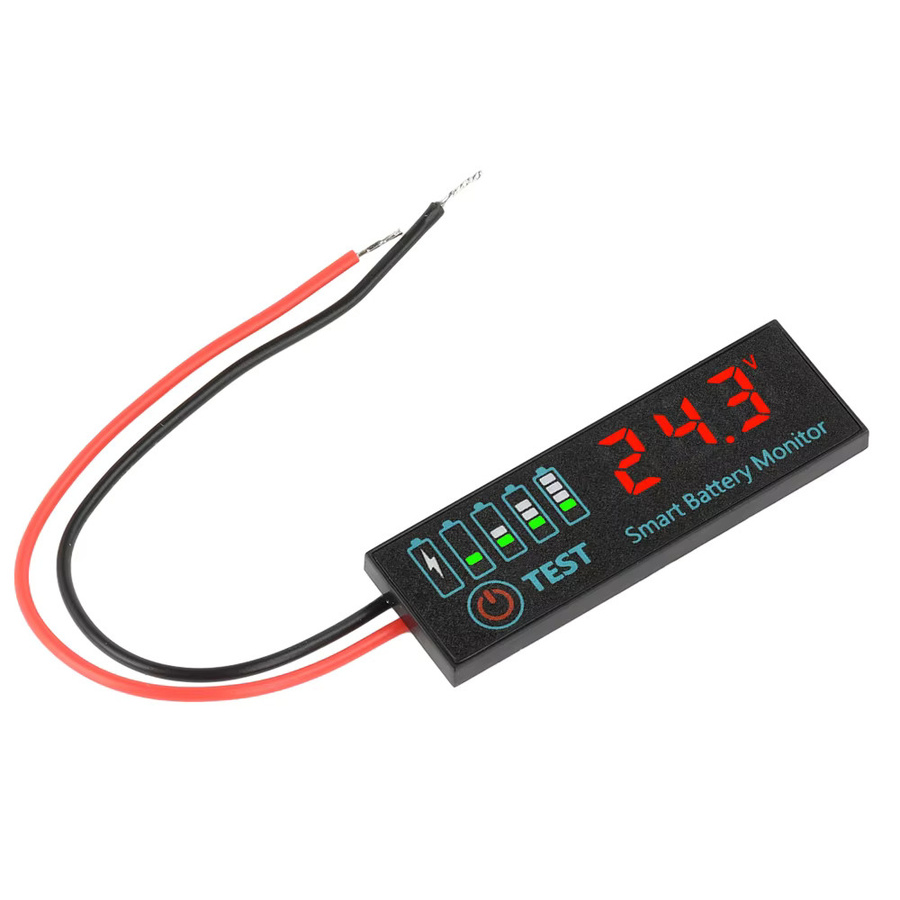 Universal LED Batteriestandsanzeige Voltmeter DC 7-55V Spannungsprüfer für 3S-14S Säure und Lipo Lithium Batterien in Rot und Schwarz - Bild 2