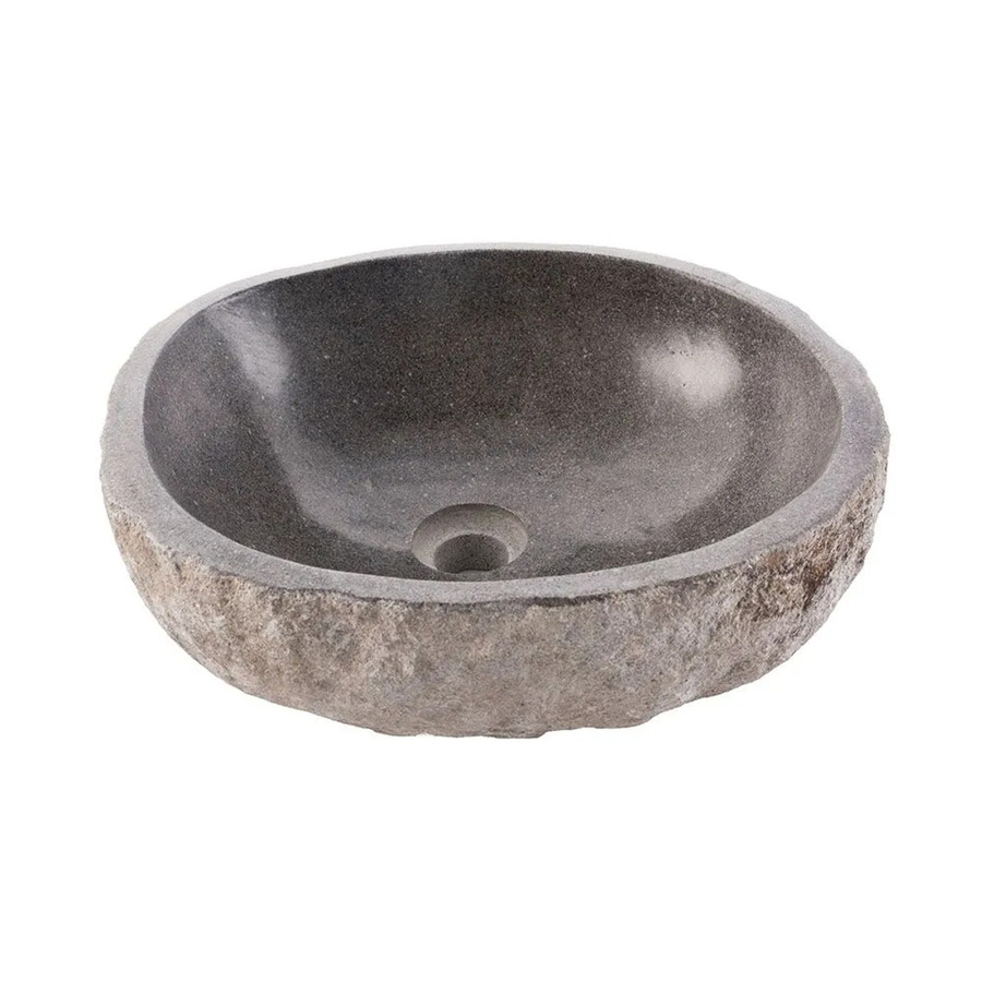 Wohnfreuden Naturstein Waschbecken rund in Grau und Beige, Durchmesser: 40 cm, Höhe: 15 cm - Bild 2