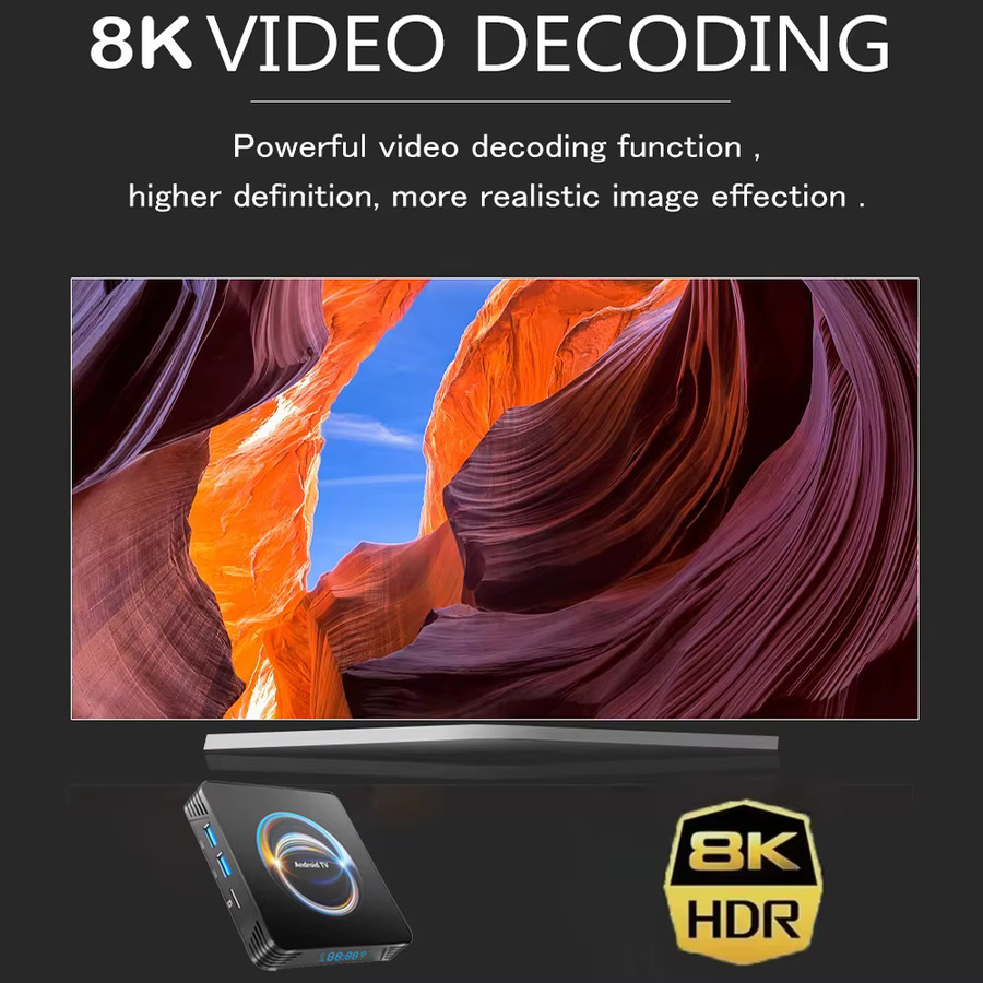 X66 Smart TV Box Android 16.0 Media Streamer mit 256GB ROM, 8K Auflösung, Dual-Band WLAN und Bluetooth 5.4 in Schwarz - Bild 5