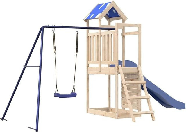 vidaXL Spielturm aus Massivholz Kiefer in Blau - Bild 1
