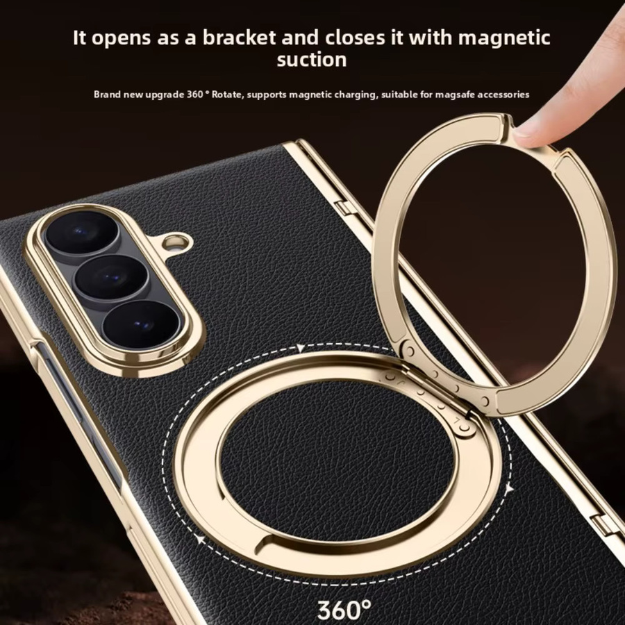 Magnetische Samsung Galaxy Z Fold 7 Handyhülle mit 360 Grad Rotation und HD Anti-Peep Displayschutz sowie Scharnierabdeckung in Schwarz oder Blau - Bild 3
