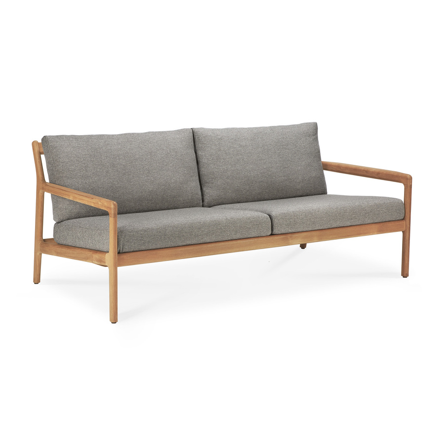 Ethnicraft Jack Outdoor Sofa 2 Sitzer aus Teakholz in Braun mit Kissen und Armlehnen - Bild 2