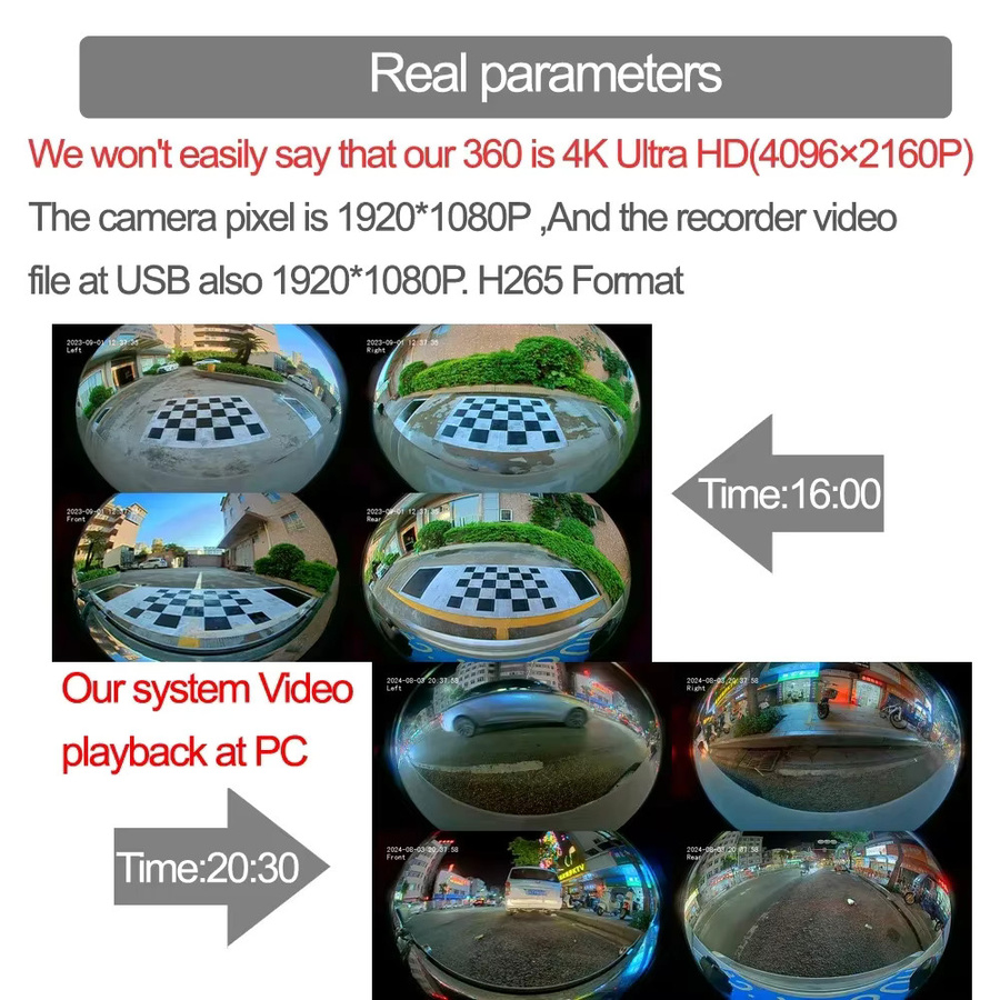 Carsanbo 360-Grad-Autokamerasystem mit KI-gestützter 3D-Vogelperspektive in Schwarz, Full HD 1080P, kompatibel mit Ford Ranger F150 F250 F350 F450 F550 F650 - Bild 3