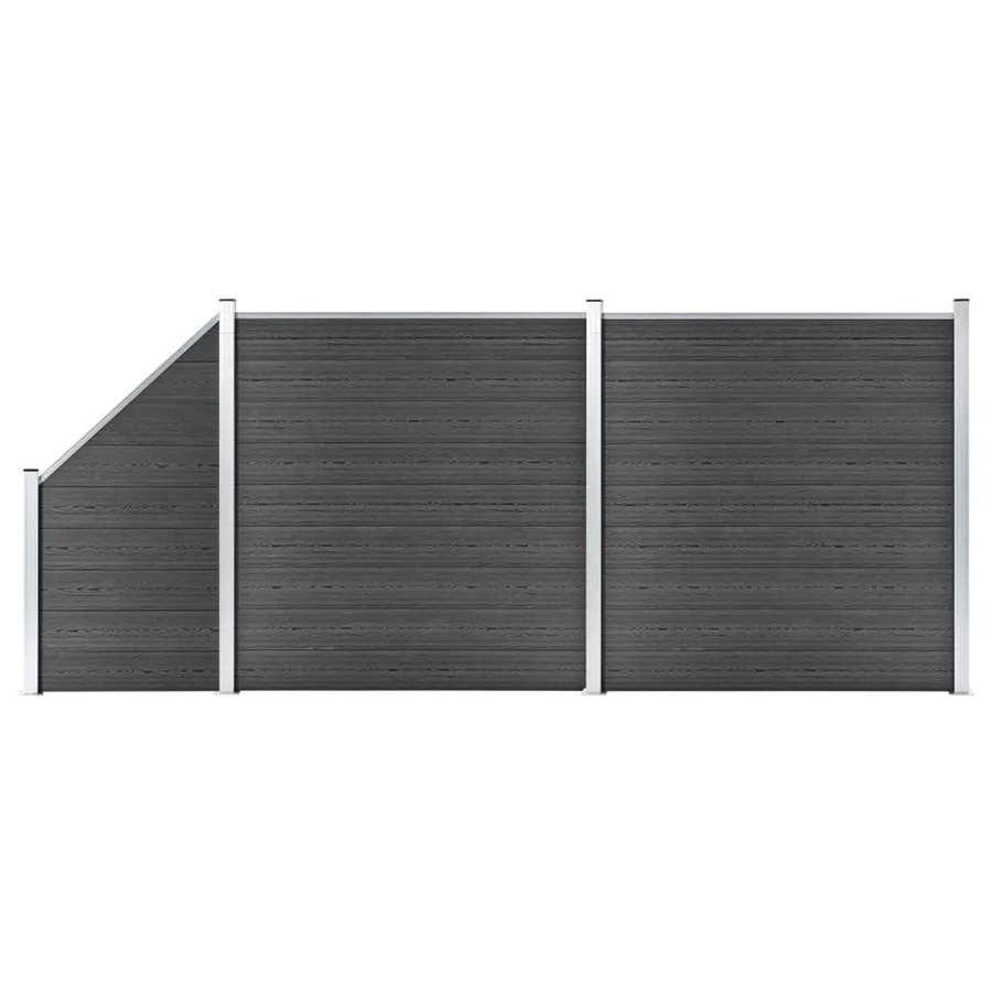 vidaXL WPC Zaunelement Set Schwarz B: 446 cm, H: 105-186 cm - Bild 2