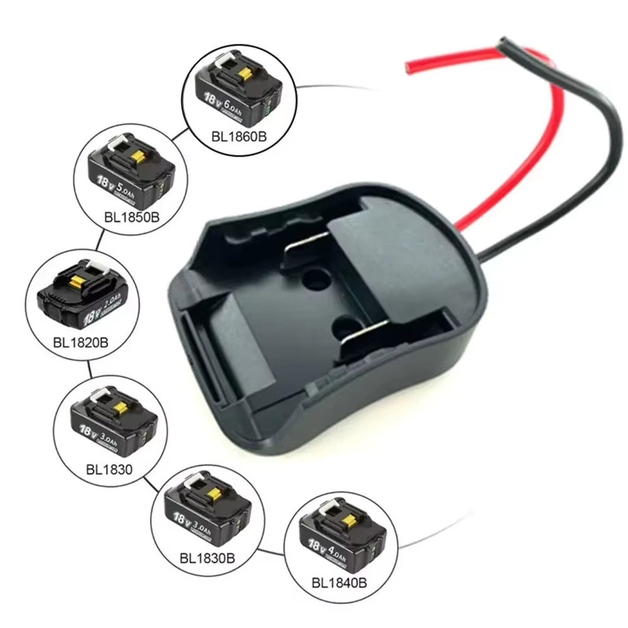 DIY Batterieadapter für Makita 18 V Akkus mit Sicherung und 14 AWG Drähten in Schwarz - Bild 2